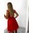 Šaty spoločenské elegantné dámske (S/M ONE SIZE) TALIANSKA MODA IMS23RIMINNI/DUčervená