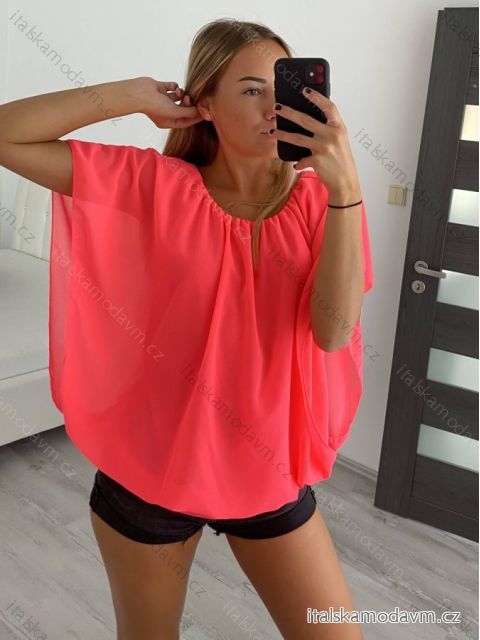 Halenka/tunika šifon krátký rukáv dámské (M/L ONE SIZE) ITALSKá MóDA IMD230511/DU
