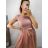 Šaty spoločenské tylové na ramienka dámske (S/M/L ONE SIZE) TALIANSKA MóDA IM923ROSSE