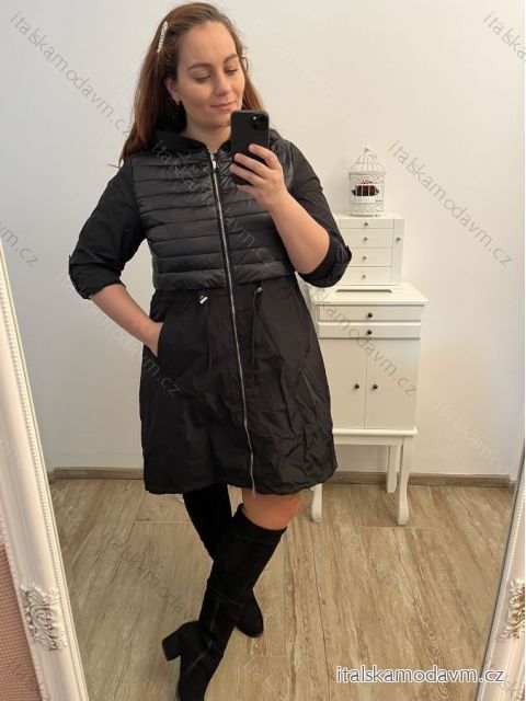 Bunda s kapucňou  prodloužená dámske nadrozmer (M,L,XL,XXL) TALIANSKA MÓDA IM423JESSICA