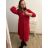 Šaty košilové 3/4 dlouhý rukáv dámské (L/XL ONE SIZE) ITALSKá MóDA IM423026/DU červená