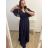 Šaty elegantné dlhé krátky rukáv dámske nadrozmer (XL/2XL ONE SIZE) TALIANSKA MÓDA IMPSH2280302/DU tm. modrá