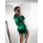 Šaty elegantný dlhý rukáv dámske (S/M ONE SIZE) TALIANSKA MÓDA IMPBB23B20866/DU S/M zelená