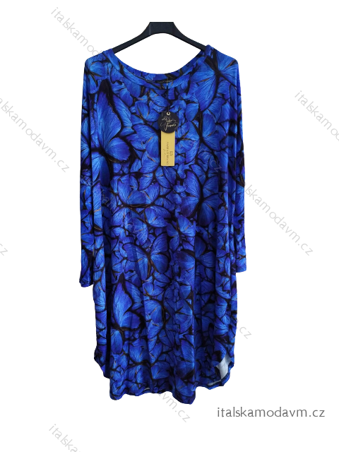 Šaty letní krátký rukáv dámské nadrozměr (XL/2XL/3XL ONE SIZE) POLSKÁ MÓDA PMLT22JAJKODUOC/DU 2XL/3XL modrá