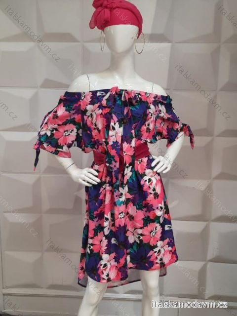 Šaty carmen krátky rukáv dámske nadrozmer (XL/2XL/3XL ONE SIZE) POLSKÁ MÓDA PMLT22ELIZ/DU