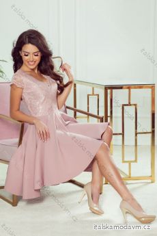 300-1 PATRICIA - šaty s delším hřbetem s krajkovým výstřihem - růžová prášková NMC-300-1
