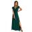 411-1 CRYSTAL dlouhé třpytivé šaty s výstřihem - zelené