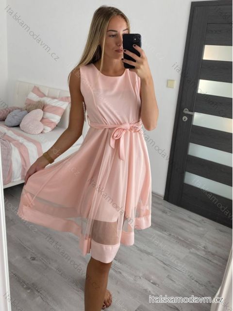 Šaty elegantní letní bez rukávu dámské (S/M/L ONE SIZE) ITALSKÁ MÓDA IM322NELA/DU růžová S/M