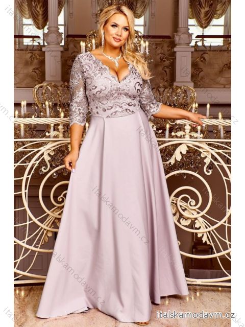 Šaty dlhé elegantné spoločenské 3/4 dlhý rukáv dámske nadrozmer (38-56) POLSKÁ MÓDA PMLBF23ID2358