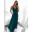 Šaty elegantní společenské na ramínka dámské (S/M ONE SIZE) ITALSKÁ MÓDA IMPSH2280556/DU1 smaragdová
