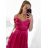 Šaty carmen dlouhé na ramínka elegantní saténové dámské (S/M ONE SIZE) ITALSKÁ MÓDA IMPBB22B22735/DR bílá
