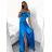 Šaty carmen dlouhé na ramínka elegantní saténové dámské (S/M ONE SIZE) ITALSKÁ MÓDA IMPBB22B22735/DR bílá