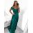 Šaty carmen dlouhé na ramínka elegantní saténové dámské (S/M ONE SIZE) ITALSKÁ MÓDA IMPBB22B22735/DR bílá