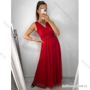 Šaty dlouhé společenské elegantní bez rukávu dámské (S/M ONE SIZE) ITALSKÁ MÓDA IMPSH233584/DU
