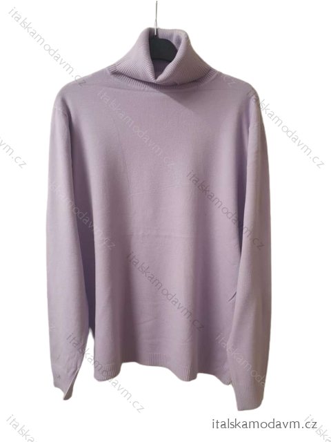 Svetr pletený tenký rolák dlouhý rukáv dámský (L/XL ONE SIZE) EVELIN ITALSKÁ MÓDA IMD22774/DU fialová