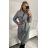 Kabát flaušový dlouhý dámský (M/L ONE SIZE) ITALSKÁ MÓDA IMD221105 šedá M/L