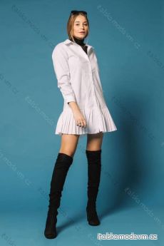 Šaty košilové elegantní dlouhý rukáv dámské (S/M ONE SIZE) ITALSKÁ MÓDA IMM21094/DU