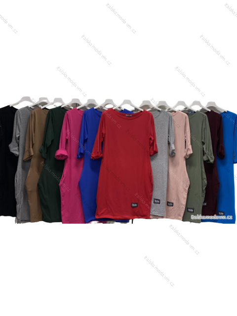 Šaty klasik dlouhý rukáv dámské (S/M ONE SIZE) ITALSKÁ MÓDA IMC23041
