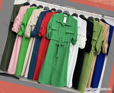 Šaty košilové dlouhý rukáv dámské (XL/2XL ONE SIZE) ITALSKÁ MÓDA IMWD23508