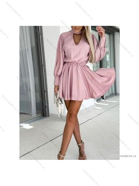 Šaty elegantný dlhý rukáv dámske (S/M ONE SIZE) TALIANSKA MÓDA IMWY23076