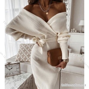 Šaty pletené dlouhý rukáv dámské (S/M ONE SIZE) ITALSKÁ MÓDA IMPGE23127006095