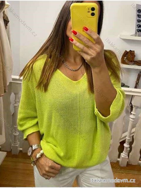 Svetr tenký oversize dlouhý rukáv dámský (S/M ONE SIZE) ITALSKÁ MÓDA IMWAP23424