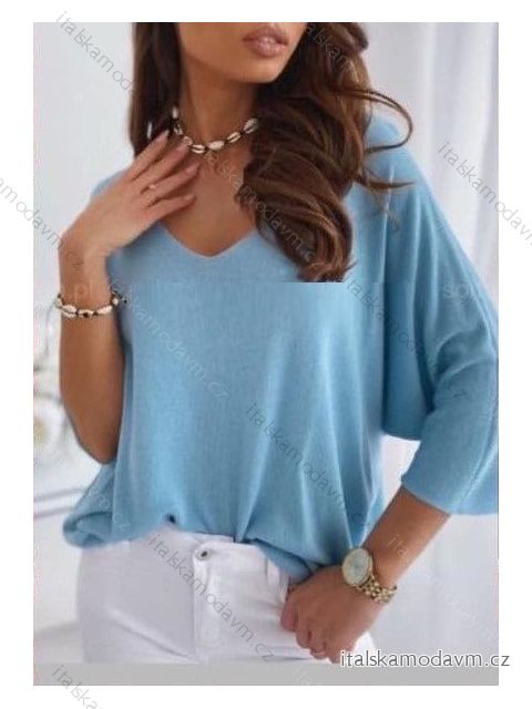 Sveter slabý úpletový dlhý rukáv dámsky (S/M ONE SIZE) TALIANSKA MÓDA IMWY23432