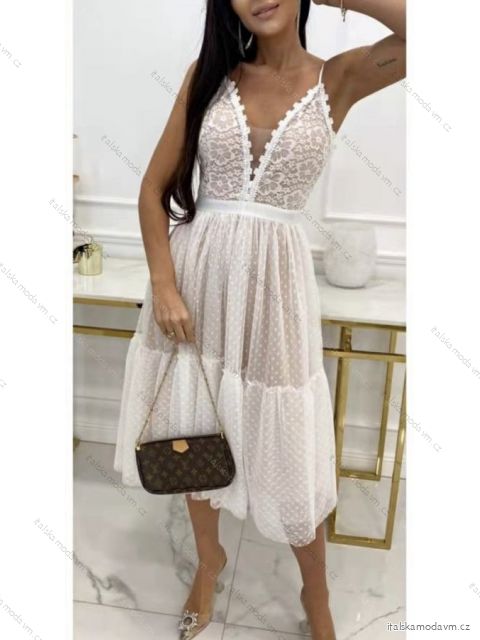 Šaty krajkové na ramínka dámské (S/M ONE SIZE) ITALSKÁ MÓDA IMWGS23435