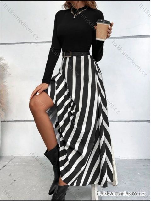 Šaty dlouhé elegantní dlouhý rukáv dámské (S/M ONE SIZE) ITALSKÁ MÓDA IMWE23458