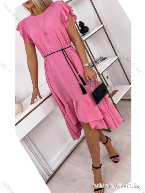 Šaty letní elegantní s krátký rukáv dámské (S/M ONE SIZE) ITALSKÁ MÓDA IMWA23558