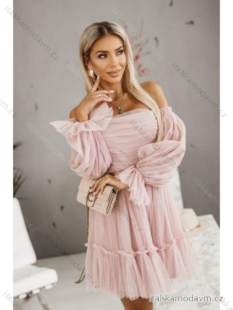 Šaty carmen dlhý rukáv dámske (S/M ONE SIZE) TALIANSKA MÓDA IMPGM236236