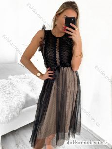 Šaty elegantní tylové krátké bez rukávu společenské dámské (S/M ONE SIZE) ITALSKÁ MÓDA IMM23FL9665/DU