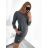 Šaty klasik teplé dlouhý rukáv dámske (S/M ONE SIZE) ITALSKÁ MÓDA IMD22908/DU -   hnědá,   S/M