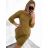 Šaty klasik teplé dlouhý rukáv dámske (S/M ONE SIZE) ITALSKÁ MÓDA IMD22908/DU -   hnědá,   S/M