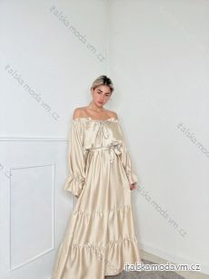Šaty dlouhé elegantní carmen dlouhý rukáv dámské (S/M ONE SIZE) ITALSKÁ MÓDA IMPBB23U9995