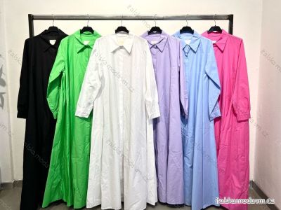 Šaty dlouhé košilové dlouhý rukáv dámské (S/M ONE SIZE) ITALSKÁ MÓDA IMPLM23266403