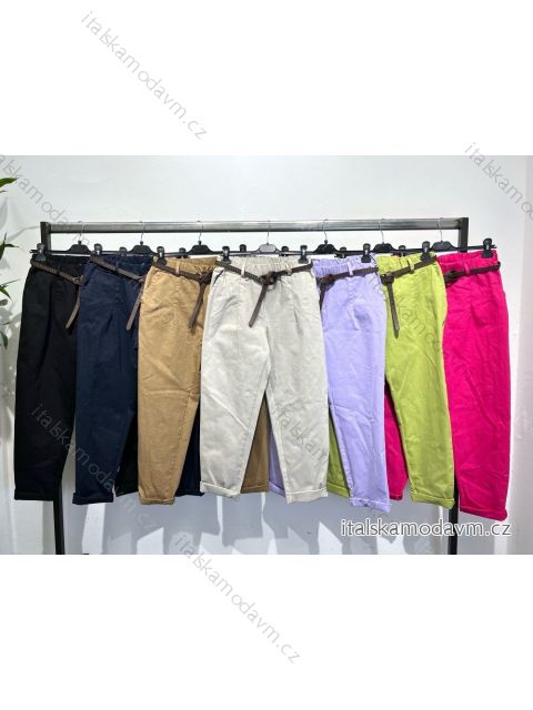 Kalhoty s páskem dlouhé dámské (S/M ONE SIZE) ITALSKÁ MÓDA IMPLM23822236