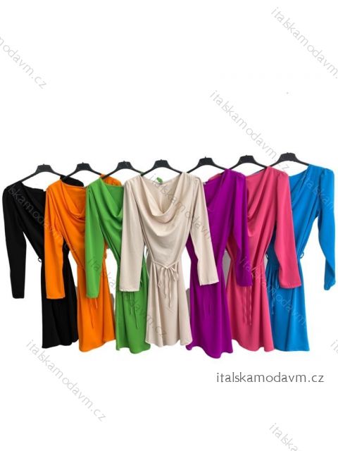 Šaty elegantní dlouhý rukáv dámské (S/M ONE SIZE) ITALSKÁ MÓDA IMPLM2380094