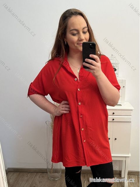 Košeľa dlhý rukáv dámska nadrozmer (XL/2XL/3XL ONE SIZE) TALIANSKA MóDA IM423105/DU