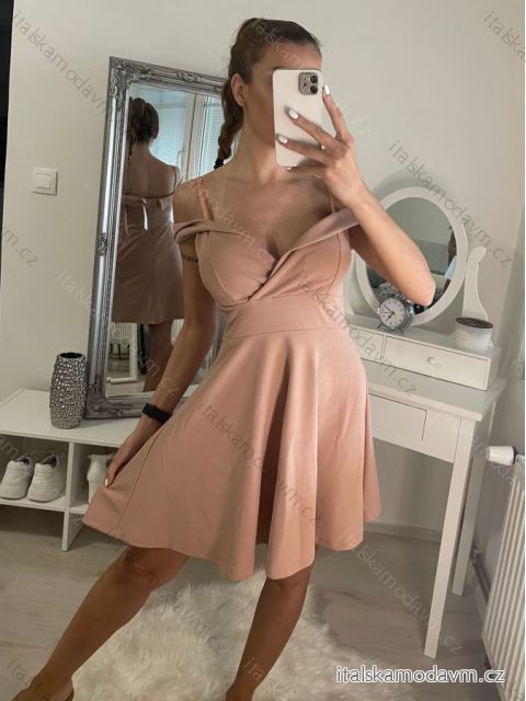 Šaty carmen krátké elegantné bez rukávov dámske (S/M ONE SIZE) TALIANSKA MóDA IMM2251300fs/DR staroružová S/M