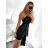 Šaty společenské na ramínka dámské (S/M ONE SIZE) ITALSKÁ MÓDA IMPGM2310113/DU S/M čierna