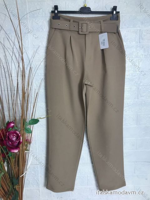 Kalhoty dlouhé s páskem dámské (S-XL) ITALSKÁ MÓDA IMPGM237884-05 svetlo hnedá S