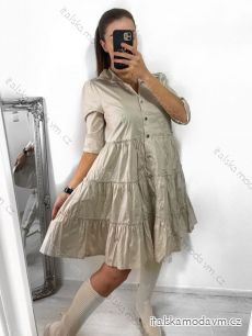 Šaty elegantní košilové bavlněné dlouhý rukáv dámské (S/M ONE SIZE) ITALSKÁ MÓDA IMWG215562/DU