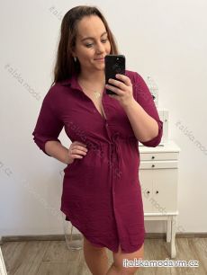 Šaty košilové oversize krátký rukáv dámské (M/L/XL ONE SIZE) ITALSKÁ MÓDA IM423007/DU