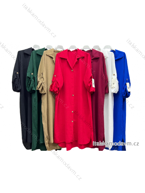 Šaty košilové 3/4 dlouhý rukáv dámské (S/M ONE SIZE) ITALSKá MóDA IM423014