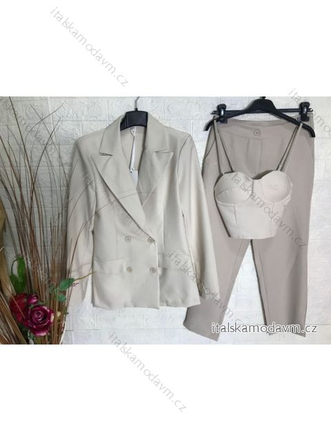 Súprava elegantné nohavice, sako a top dámska (S-XL) TALIANSKA MÓDA IMPGM233790-06