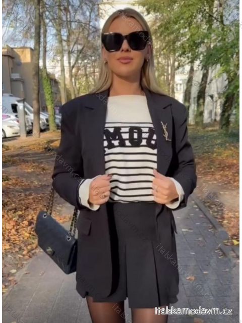 Souprava elegantní sukně a sako dámská (S-XL) ITALSKÁ MÓDA IMPGM237994-01 čierna S