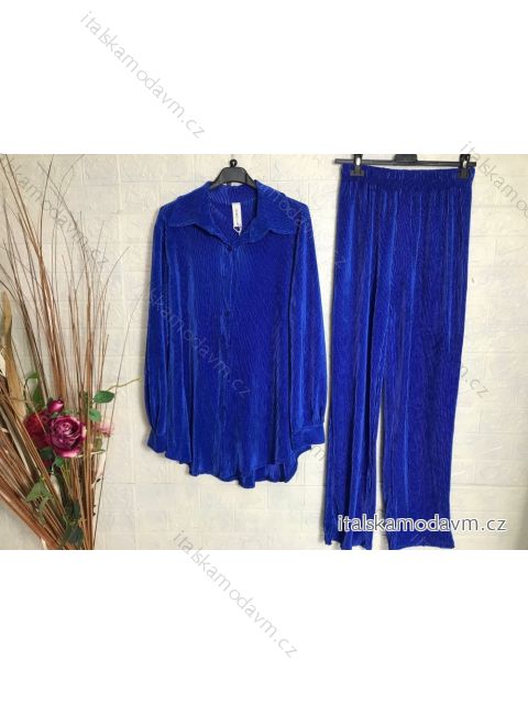 Souprava kalhoty dlouhé a košile dlouhý rukáv dámská (S-XL) ITALSKÁ MÓDA IMPGM2322496-06 královská modrá L