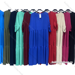 Šaty letní krátký rukáv dámské nadrozměr (XL/2XL/3XL ONE SIZE) ITALSKÁ MÓDA IMC23166