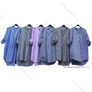 Košile oversize dlouhý rukáv dámská proužek (S/M ONE SIZE) ITALSKÁ MÓDA IMD23181